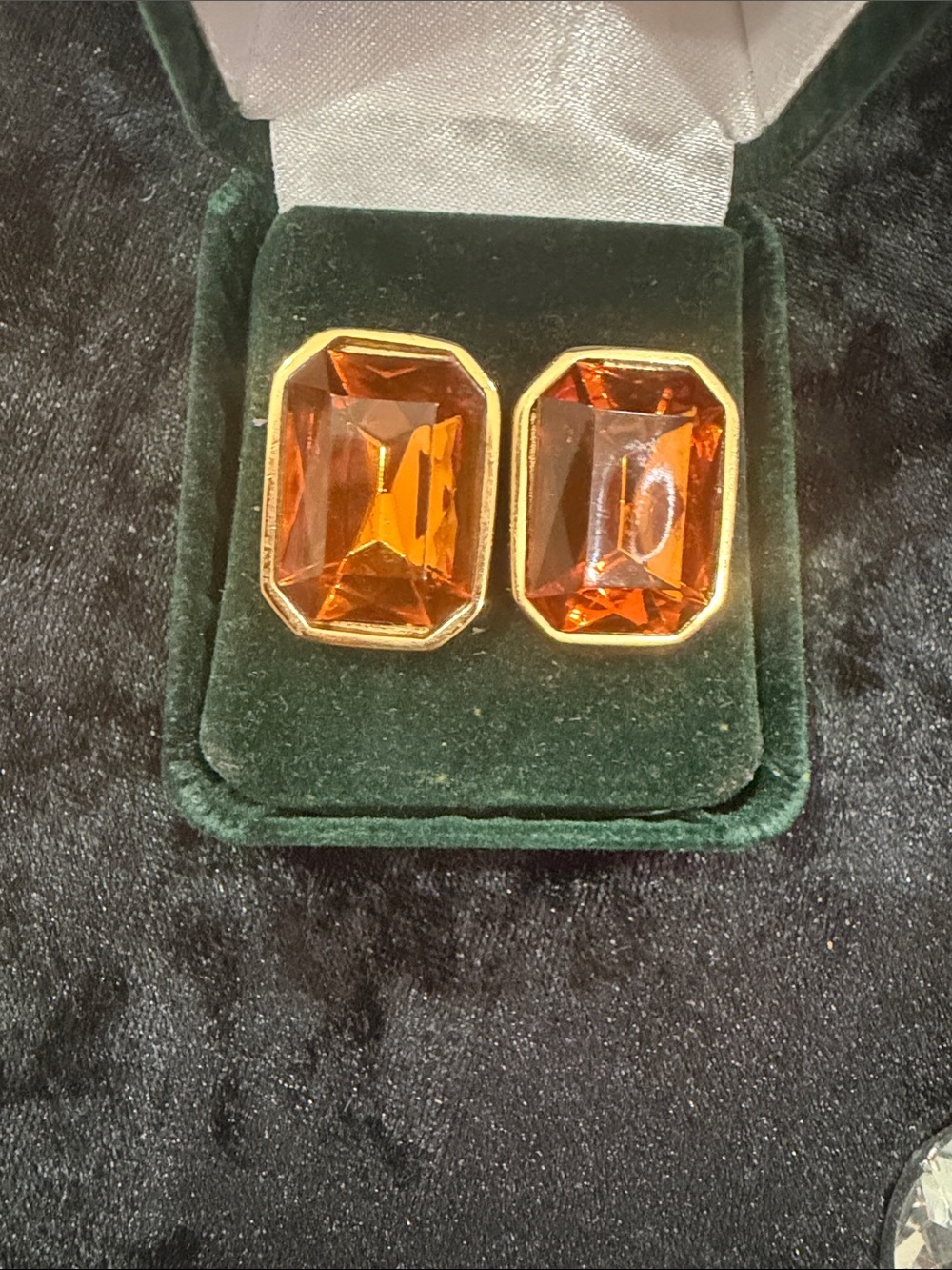 Gold-Tone Amber Rectangle Statement Earrings - Women Jewelry